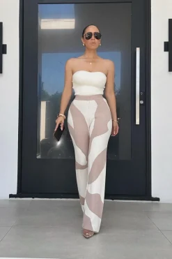 Beige Abstract Tiarra Pants*JLUXLABEL Online