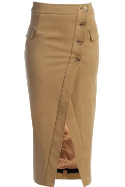 Beige Audrey Suede Midi Skirt*JLUXLABEL Sale