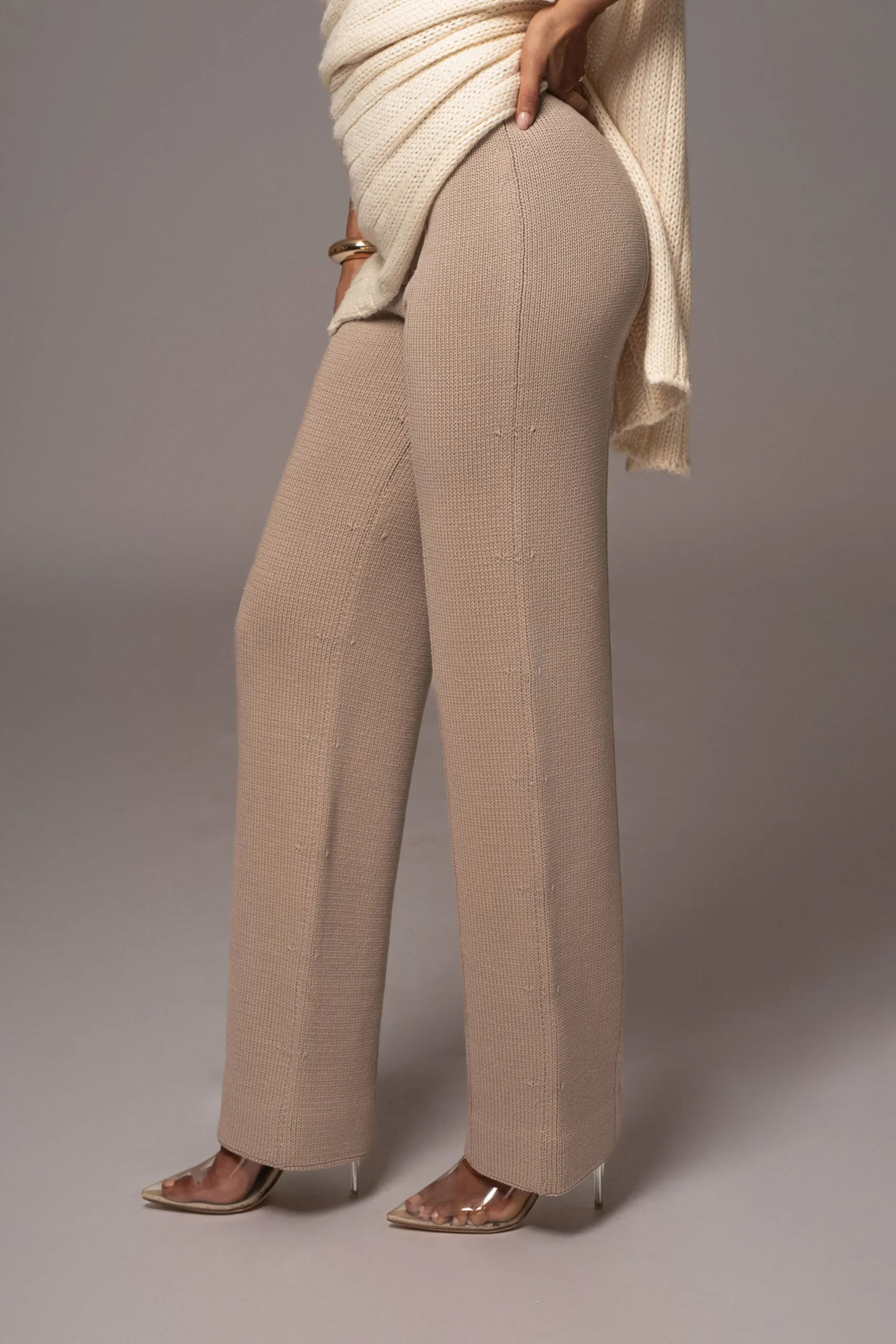 Beige Back In Business Knit Trousers*JLUXLABEL Online