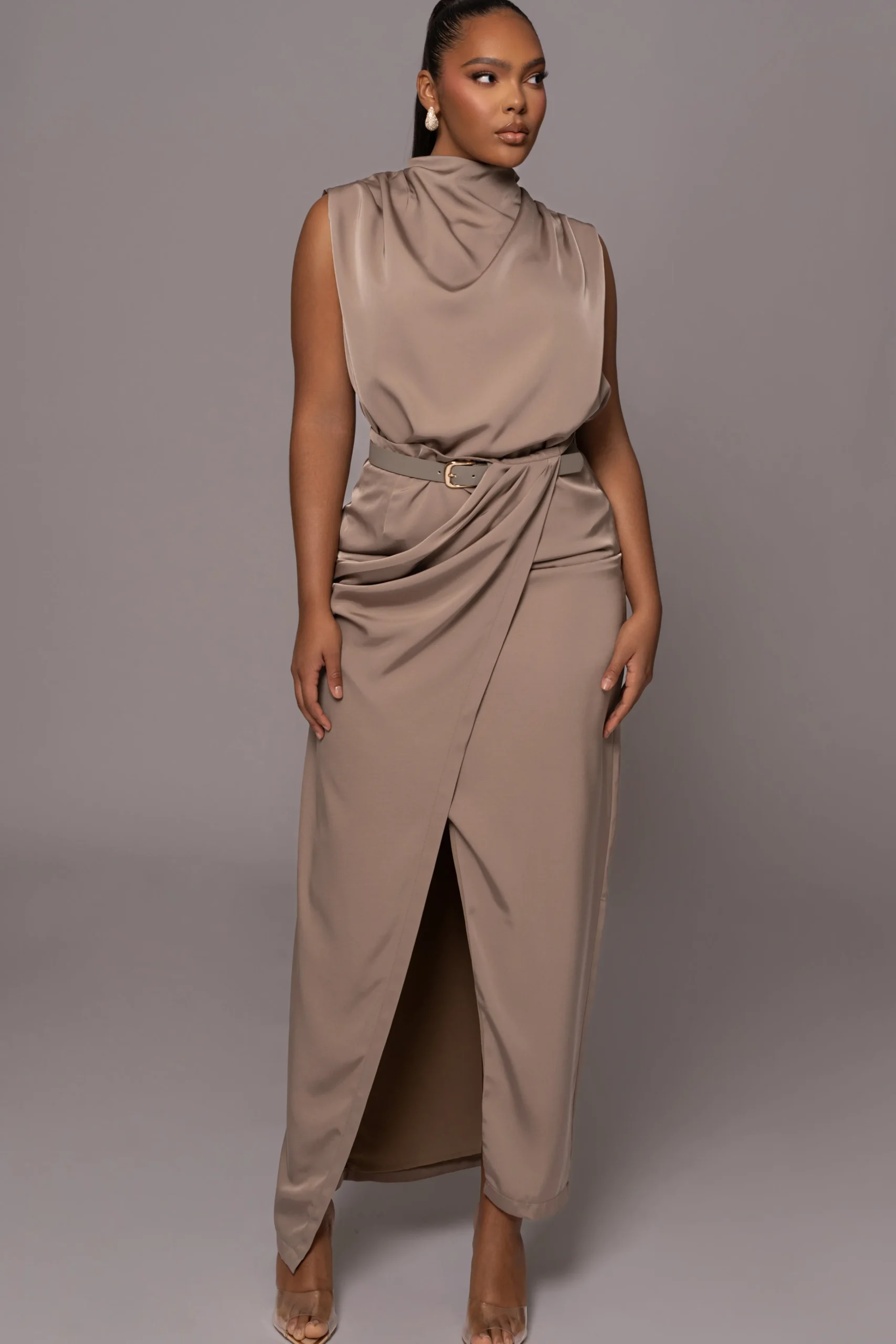 Beige Desiree Mock Neck Top*JLUXLABEL Hot