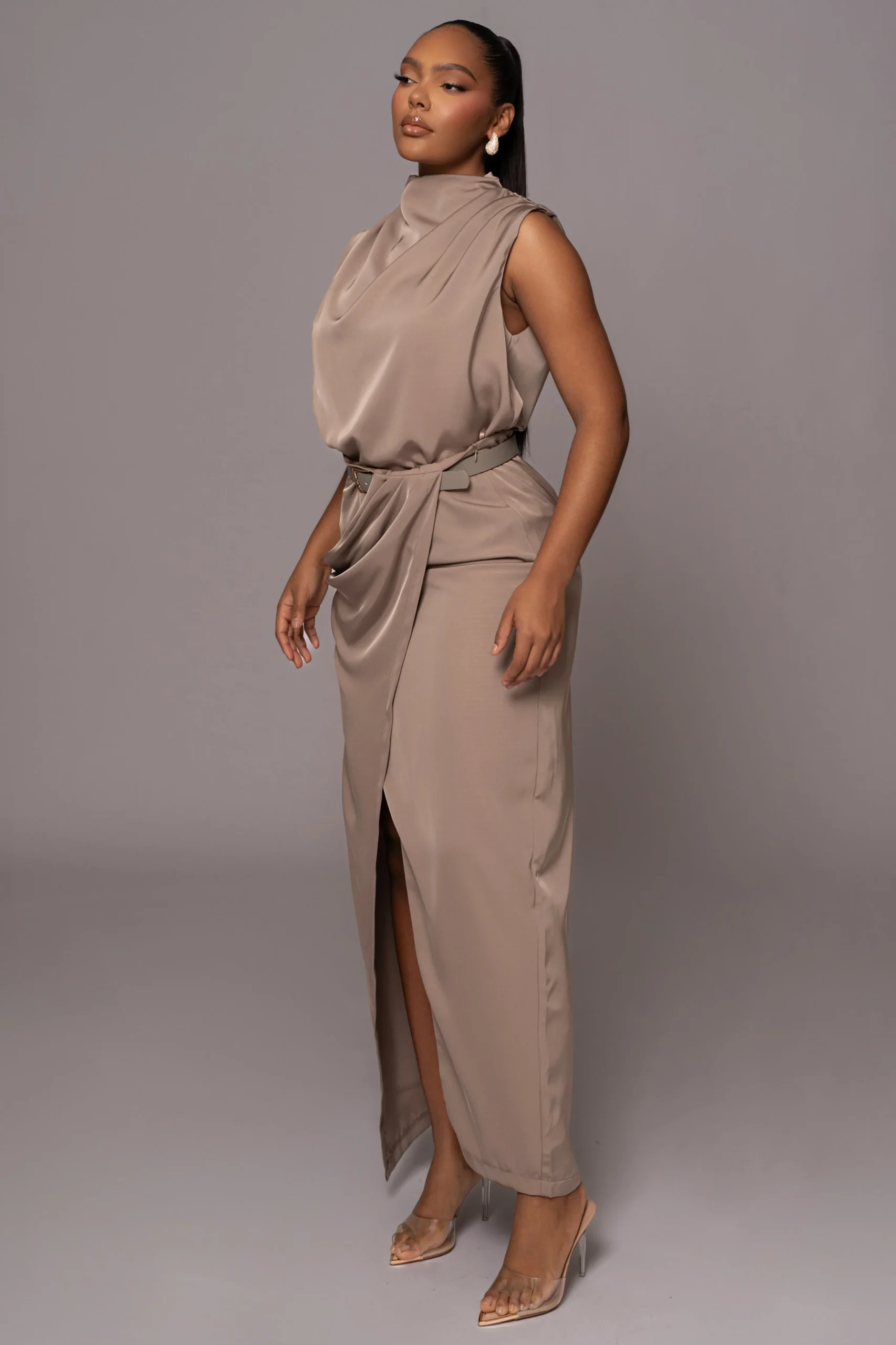 Beige Desiree Mock Neck Top*JLUXLABEL Hot