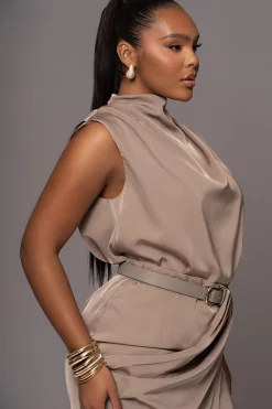 Beige Desiree Mock Neck Top*JLUXLABEL Hot