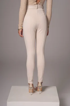 Beige Golden Buckled Pants*JLUXLABEL Online