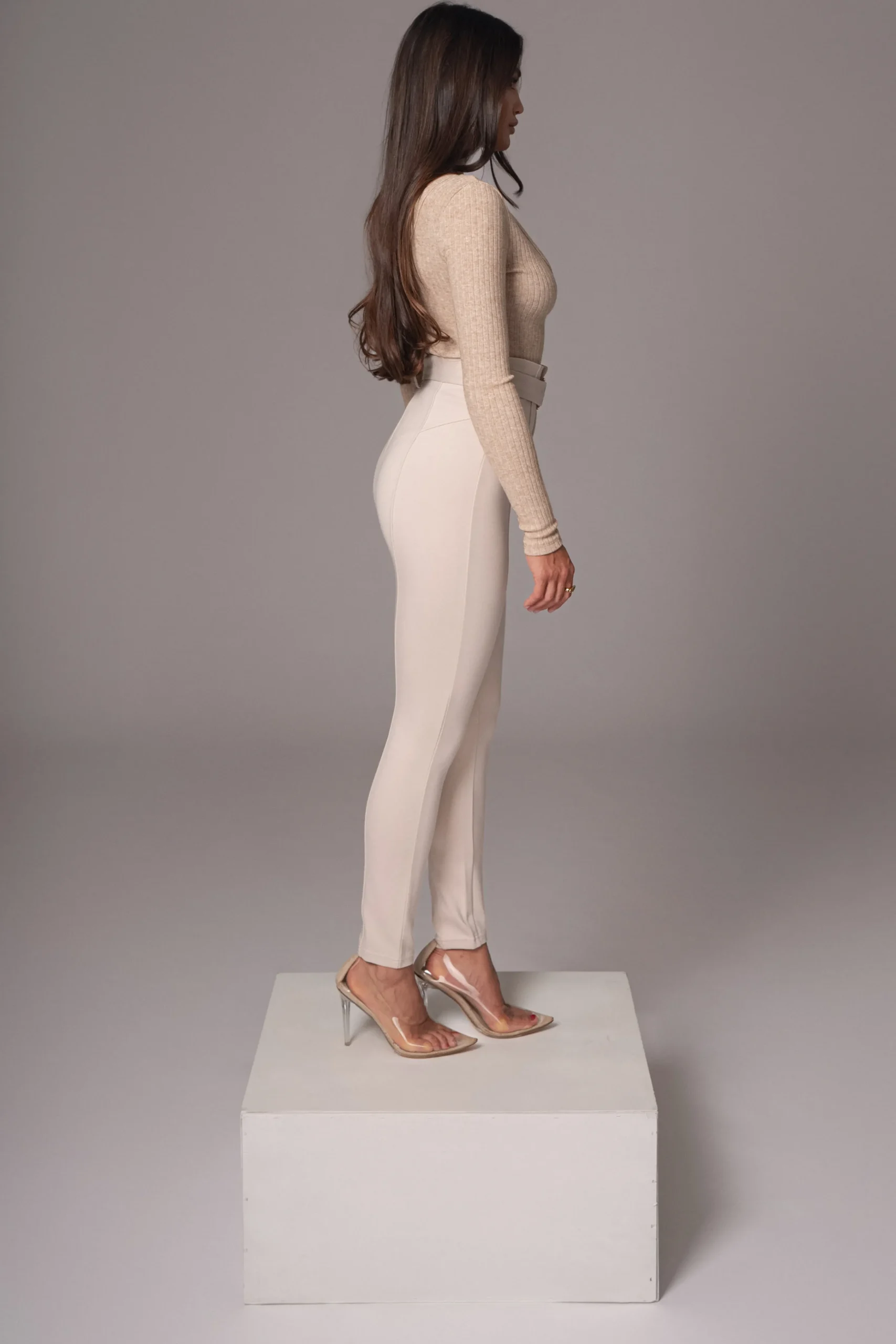 Beige Golden Buckled Pants*JLUXLABEL Online