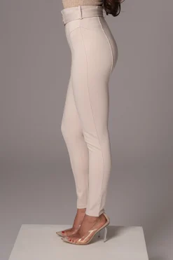 Beige Golden Buckled Pants*JLUXLABEL Online