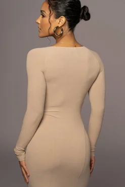 Beige High Expectations Midi Dress*JLUXLABEL Fashion