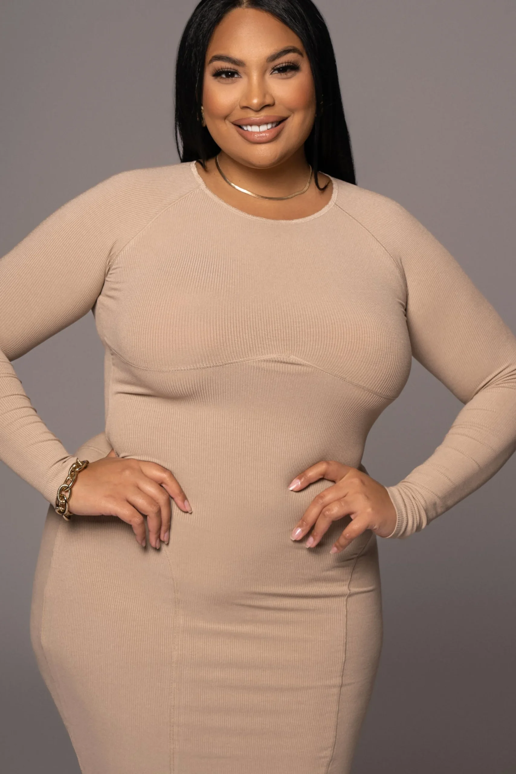 Beige High Expectations Midi Dress*JLUXLABEL Fashion