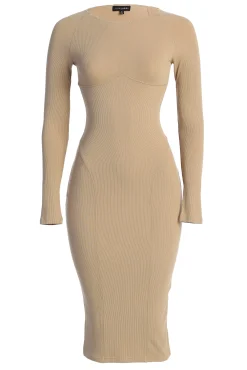 Beige High Expectations Midi Dress*JLUXLABEL Fashion