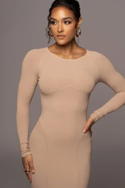 Beige High Expectations Midi Dress*JLUXLABEL Fashion
