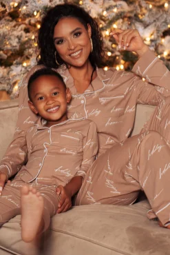 Beige Home For The Holidays Kids Pajama Set*JLUXLABEL Online