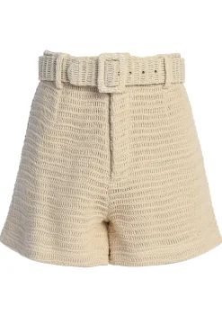 Beige Kelsie Belted Shorts*JLUXLABEL Online
