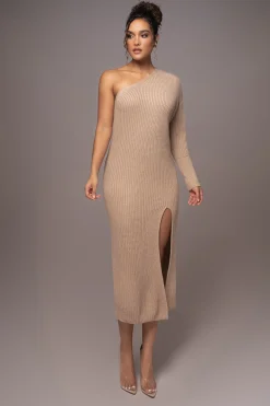 Beige Long Knit Sweater Dress*JLUXLABEL Clearance