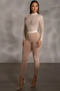 Beige Lori Sheer Knit Bodysuit*JLUXLABEL Fashion