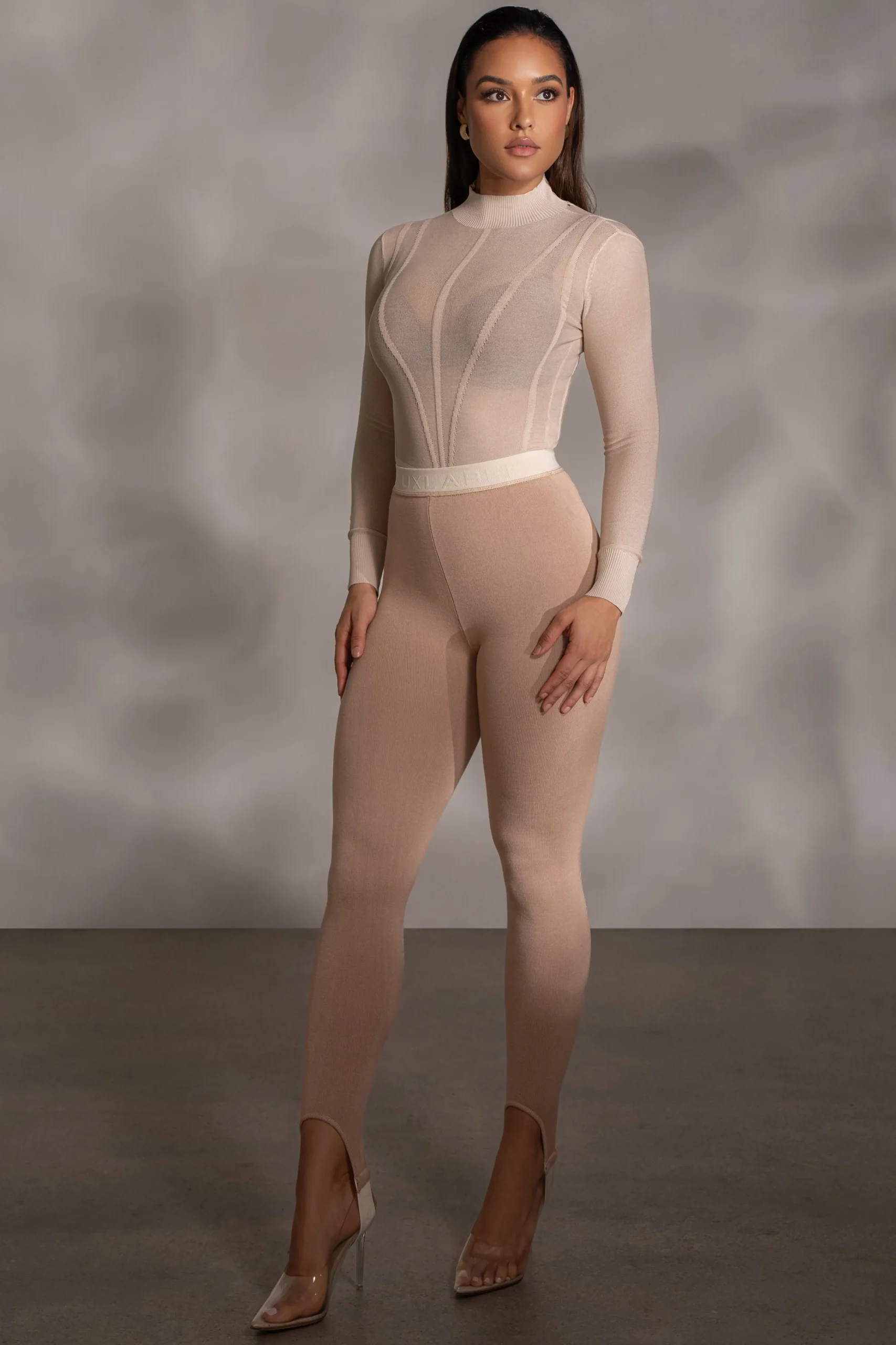 Beige Lori Sheer Knit Bodysuit*JLUXLABEL Fashion