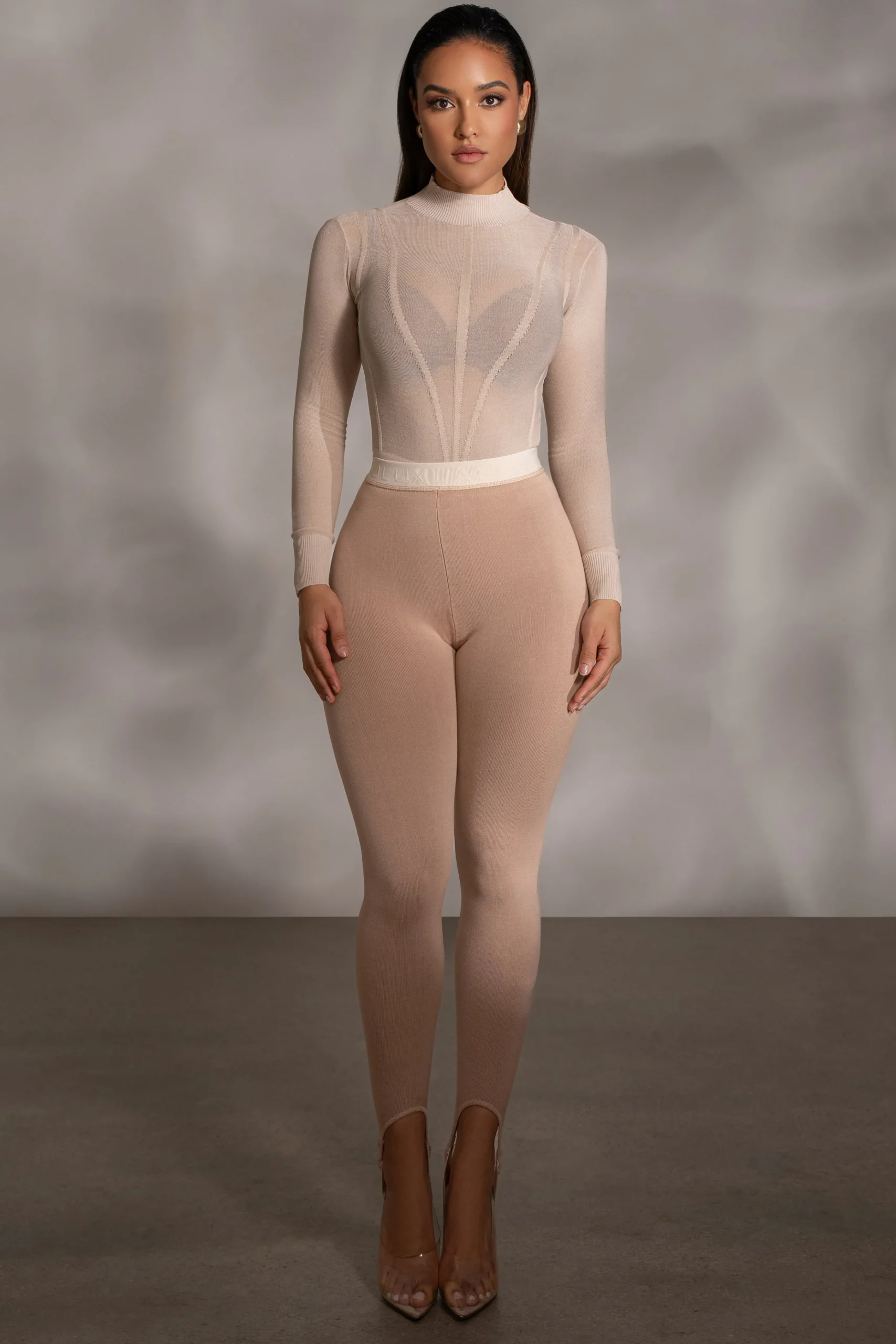 Beige Lori Sheer Knit Bodysuit*JLUXLABEL Fashion