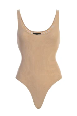Beige Mesh Essentials Tank Bodysuit Undergarment*JLUXLABEL New