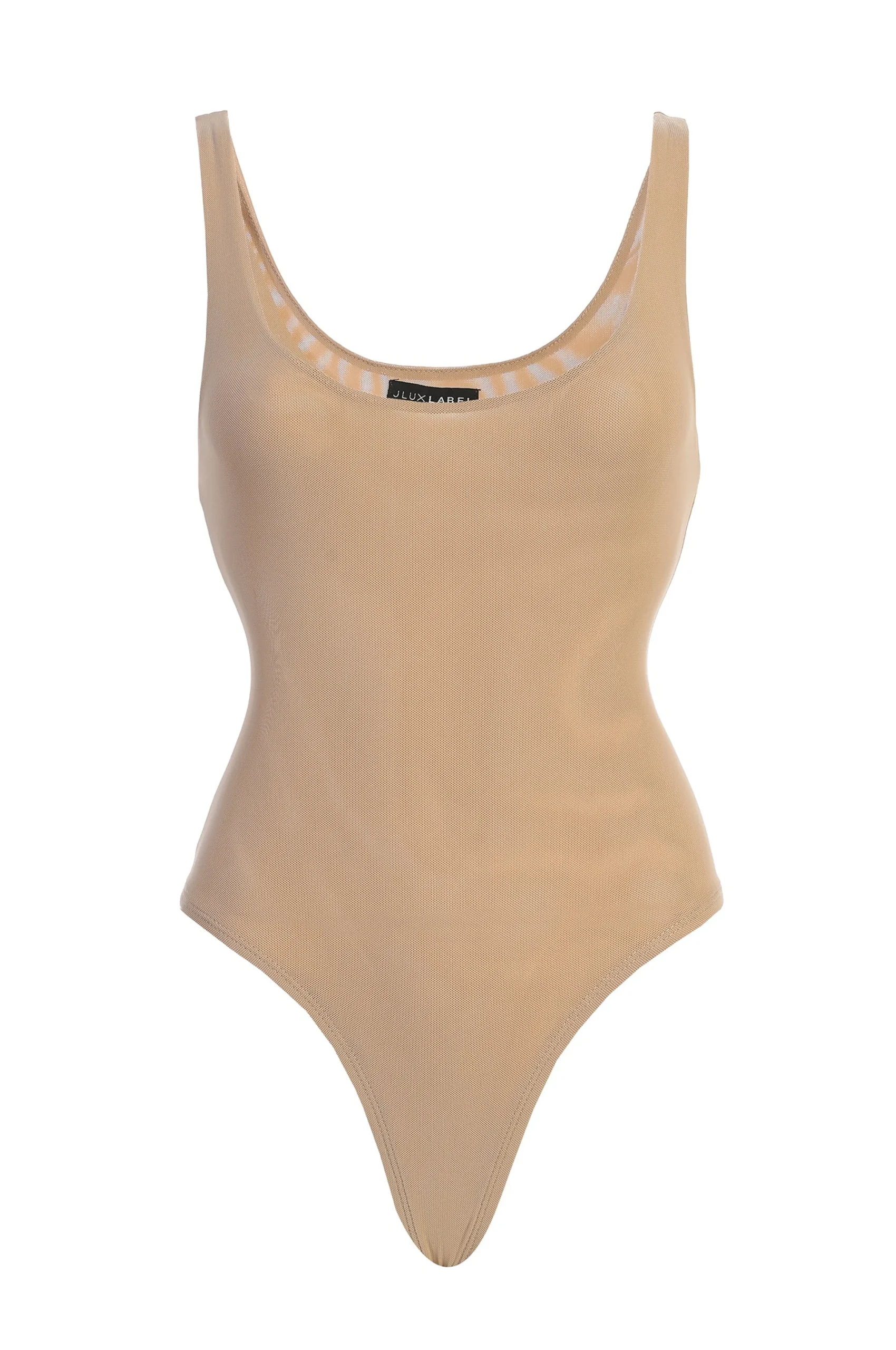 Beige Mesh Essentials Tank Bodysuit Undergarment*JLUXLABEL New