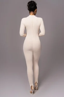 Beige Minna Mock Neck Jumpsuit*JLUXLABEL Online