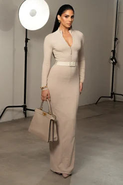 Beige Movement Mock Maxi Dress*JLUXLABEL Fashion