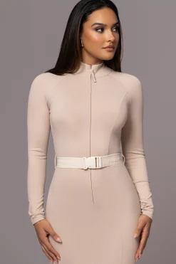 Beige Movement Mock Maxi Dress*JLUXLABEL Fashion