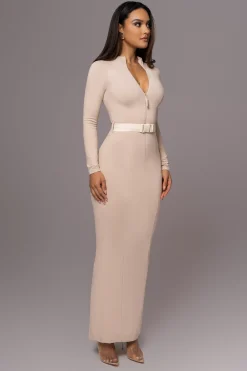 Beige Movement Mock Maxi Dress*JLUXLABEL Fashion