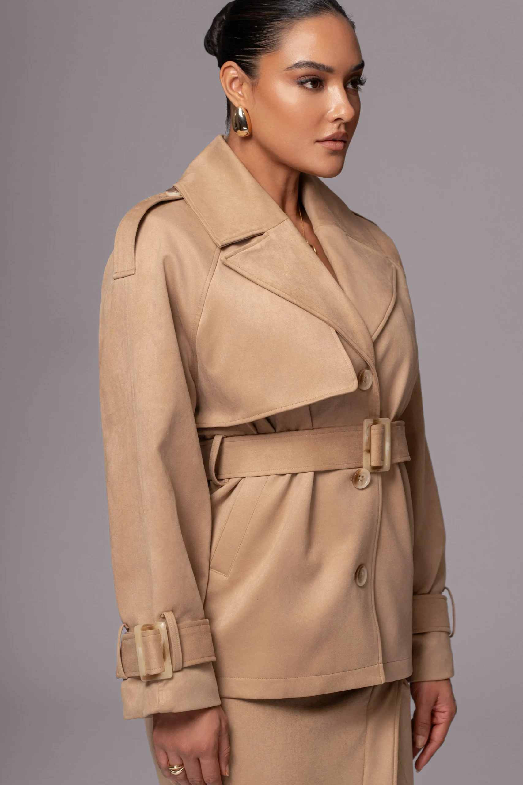 Beige Nightfall Suede Jacket*JLUXLABEL Hot