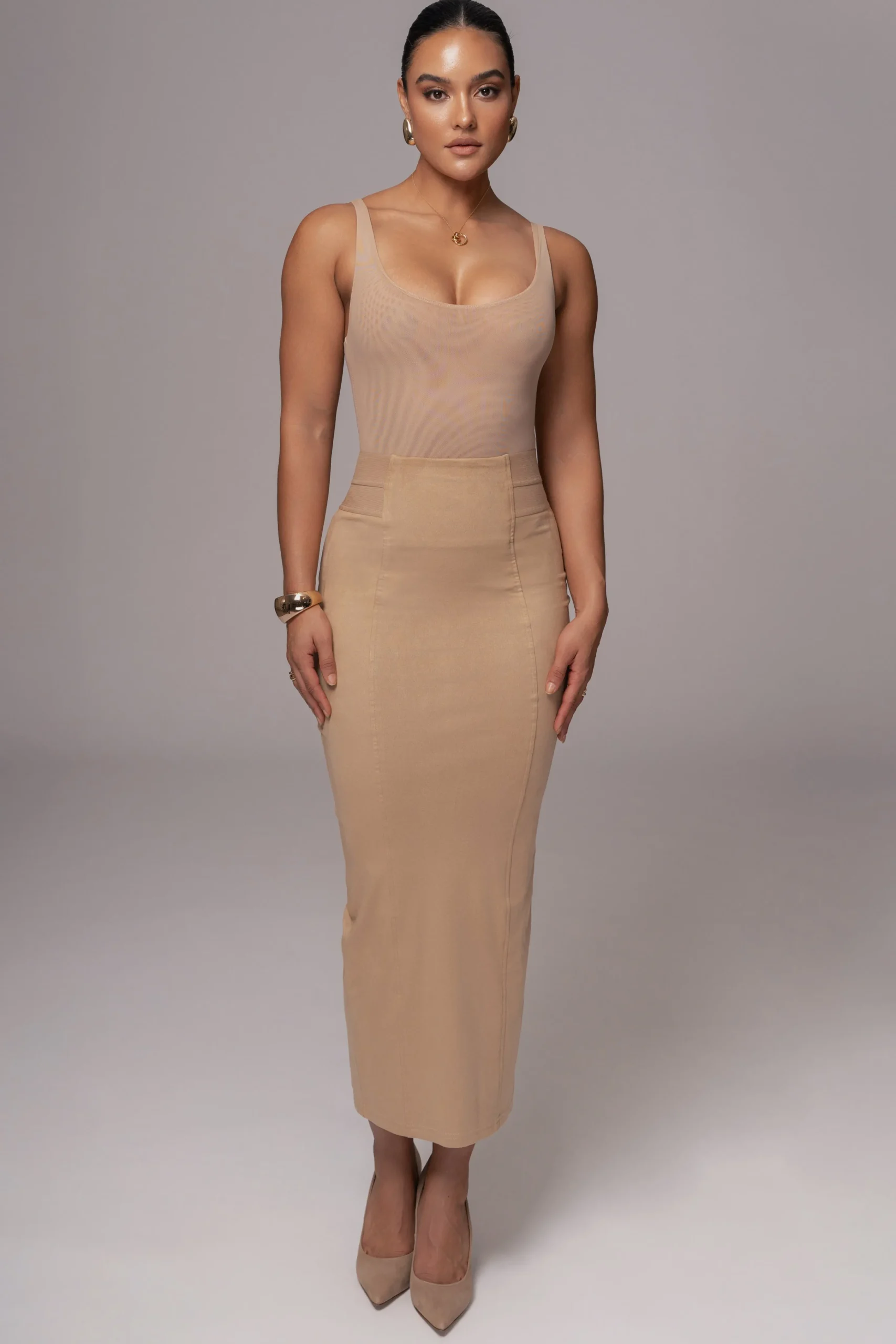 Beige Phoenix Suede Skirt*JLUXLABEL Outlet