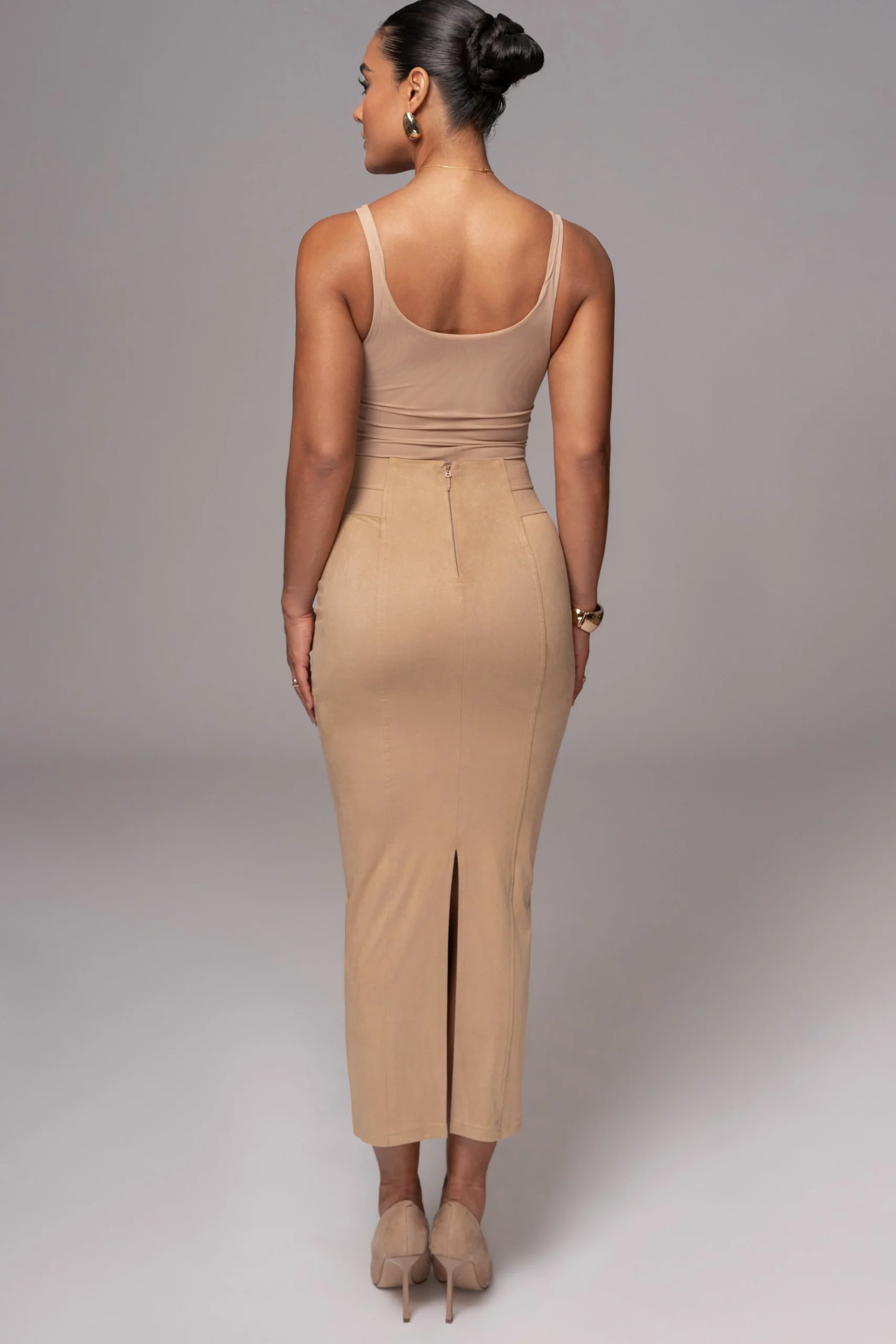 Beige Phoenix Suede Skirt*JLUXLABEL Outlet