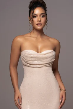 Beige Sequin Visions Of You Midi Dress*JLUXLABEL Discount