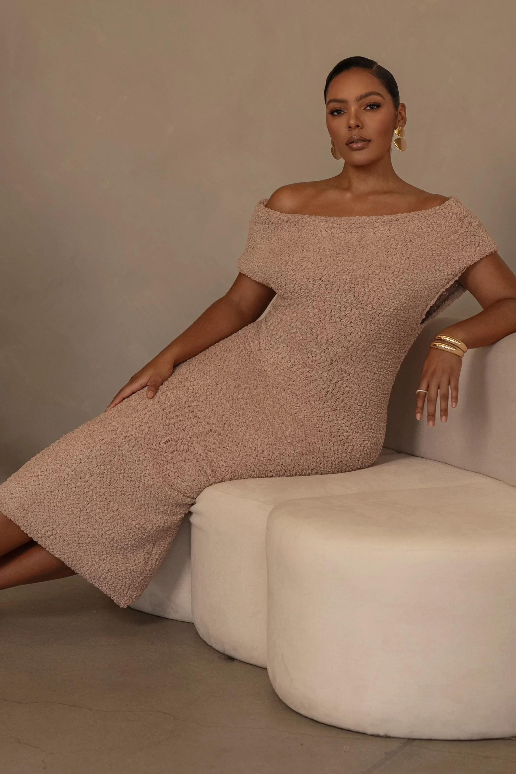 Beige Shayna Knit Maxi Dress*JLUXLABEL New