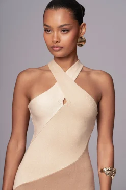 Beige Steph Halter Maxi Dress*JLUXLABEL Sale