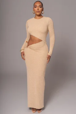 Beige Summer Romance Cutout Dress*JLUXLABEL Clearance