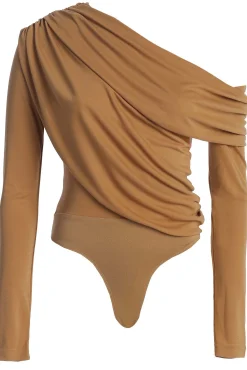 Beige Ultra High Neck Bodysuit*JLUXLABEL Online