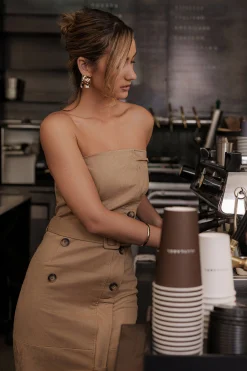 Beige Xena Suede Maxi Dress*JLUXLABEL Best