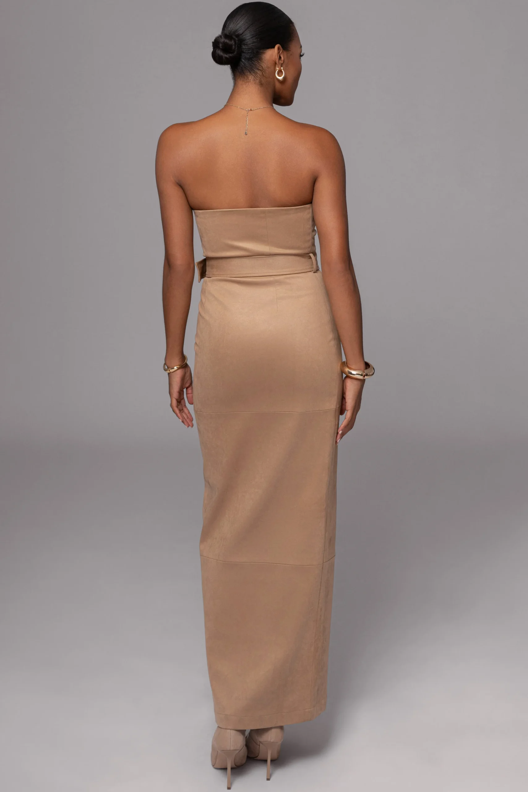 Beige Xena Suede Maxi Dress*JLUXLABEL Best