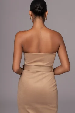 Beige Xena Suede Maxi Dress*JLUXLABEL Best