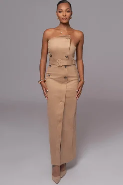 Beige Xena Suede Maxi Dress*JLUXLABEL Best