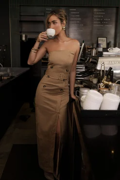 Beige Xena Suede Maxi Dress*JLUXLABEL Best