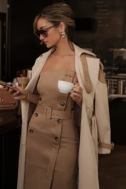 Beige Xena Suede Maxi Dress*JLUXLABEL Best