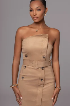 Beige Xena Suede Maxi Dress*JLUXLABEL Best