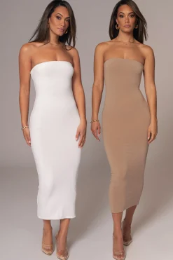 Beige/Ivory Shelley Reversible Maxi Dress*JLUXLABEL Hot