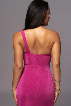 Berry Slinky Krishna One Shoulder Maxi Dress*JLUXLABEL Sale