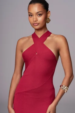 Berry Steph Halter Maxi Dress*JLUXLABEL Sale