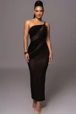 Black Alari One Shoulder Maxi Dress*JLUXLABEL New