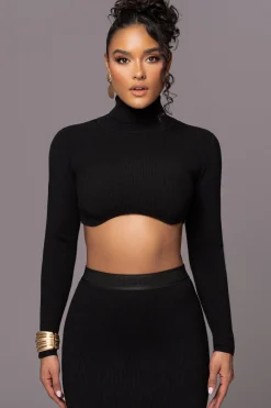 Black Anise Ribbed Skirt Set*JLUXLABEL Clearance