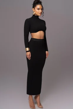 Black Anise Ribbed Skirt Set*JLUXLABEL Clearance