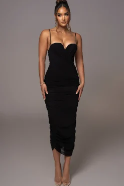 Black Arcadia Mesh Midi Dress*JLUXLABEL New