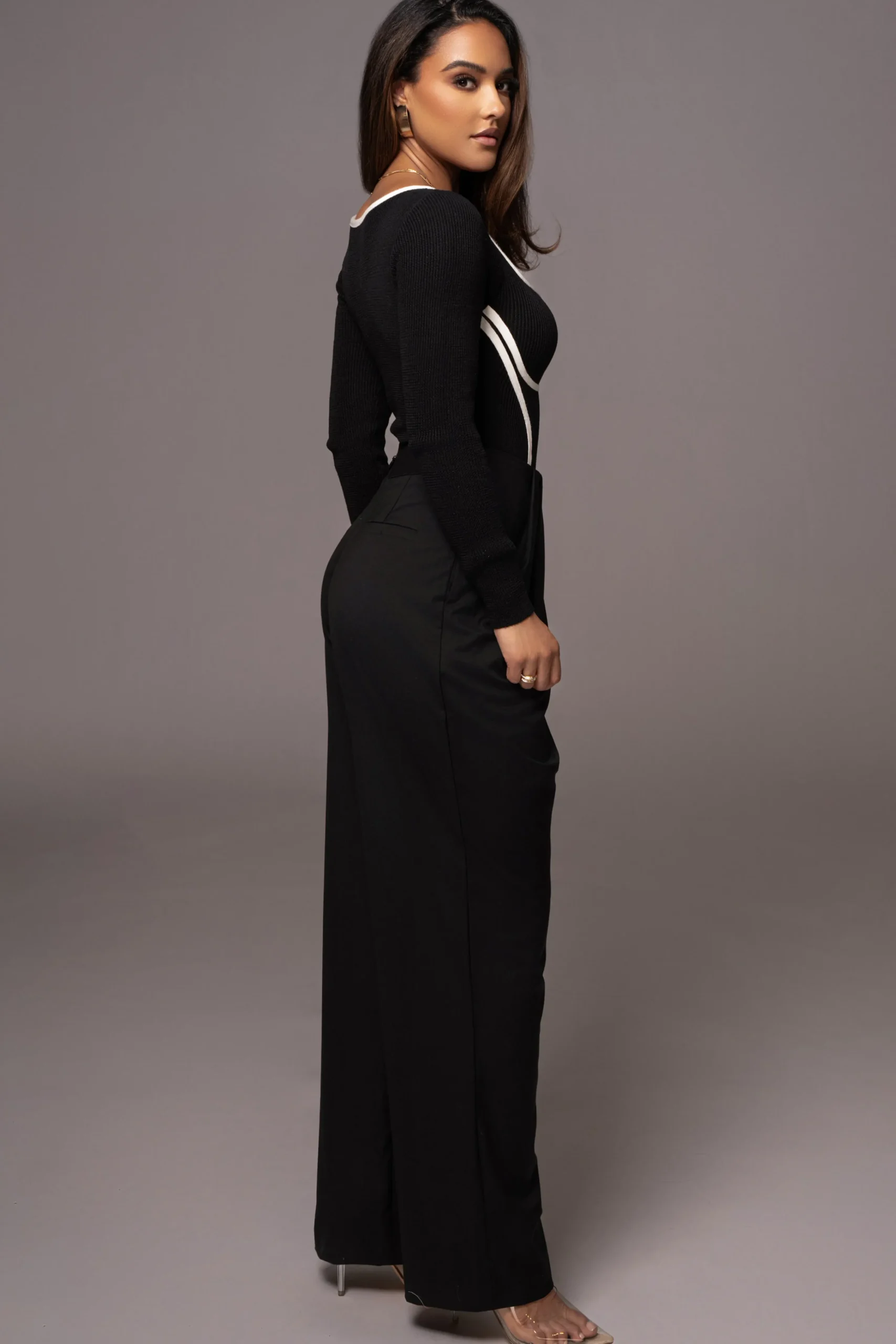 Black Asymmetrical Draped Trousers*JLUXLABEL Fashion