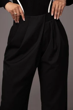 Black Asymmetrical Draped Trousers*JLUXLABEL Fashion