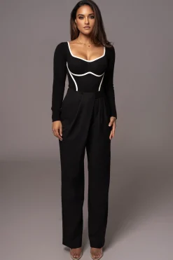 Black Asymmetrical Draped Trousers*JLUXLABEL Fashion